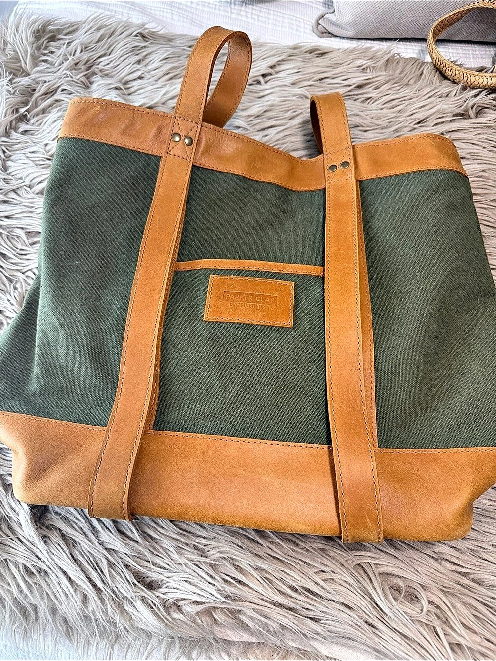 Parker Clay Rincon Backpack / Tote Color Block Green & Brown